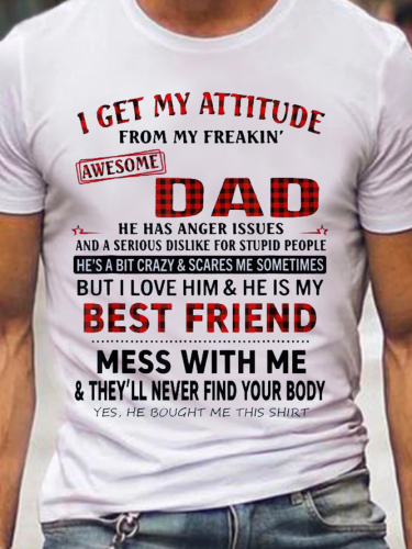 I Get A Awesome Dad Print Casual T-shirt